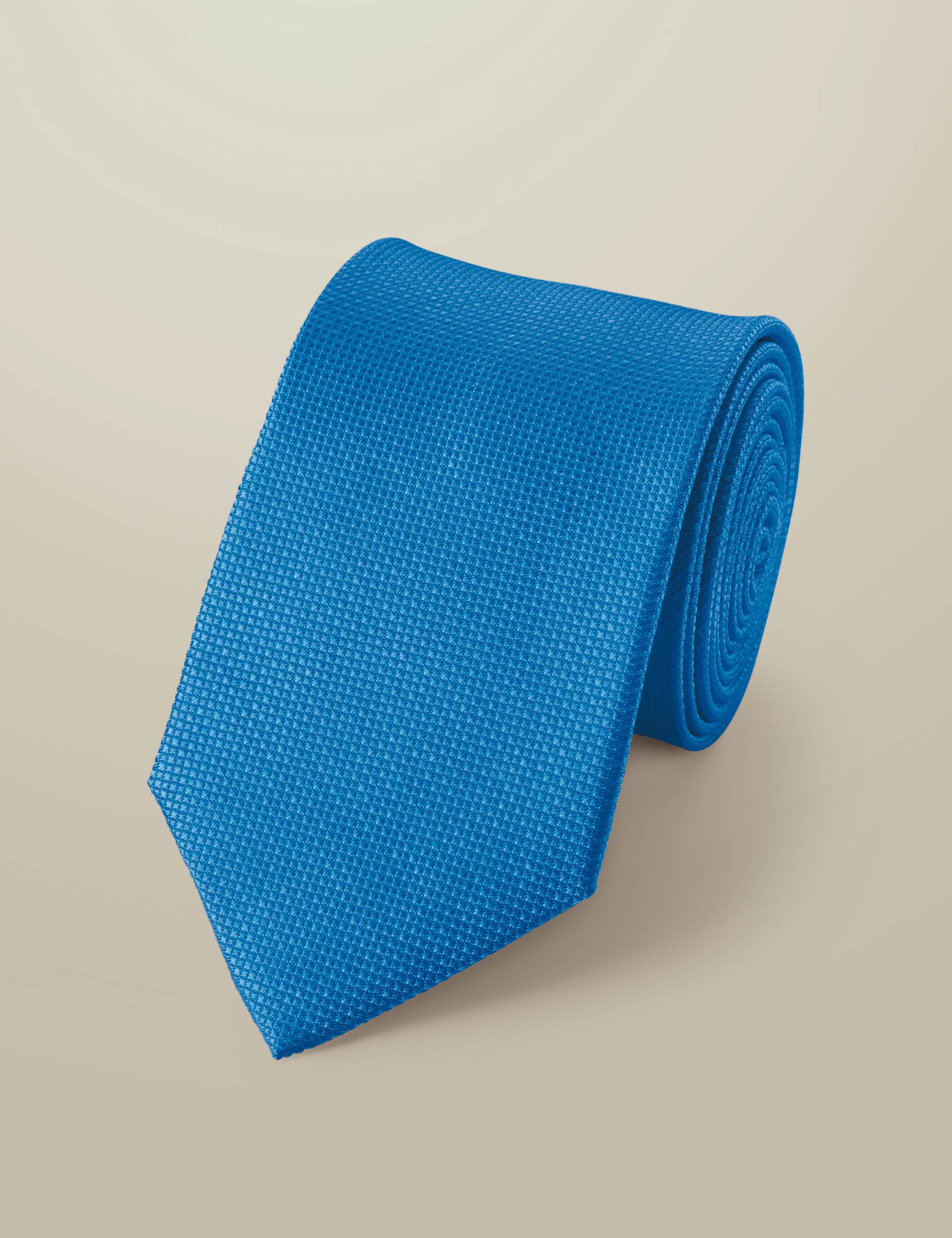 Cobalt blue textured plain tie 1