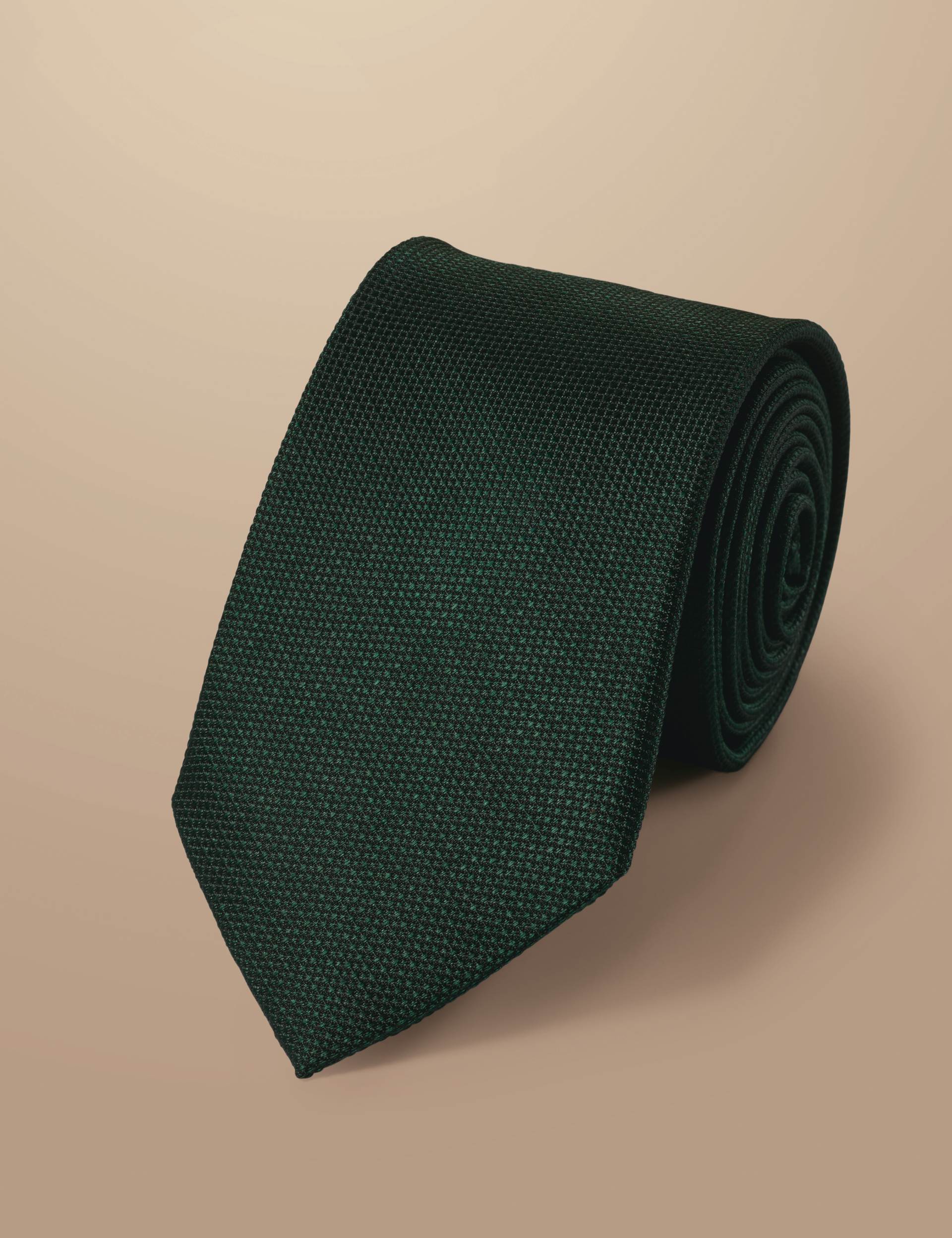 Dark green textured silk tie