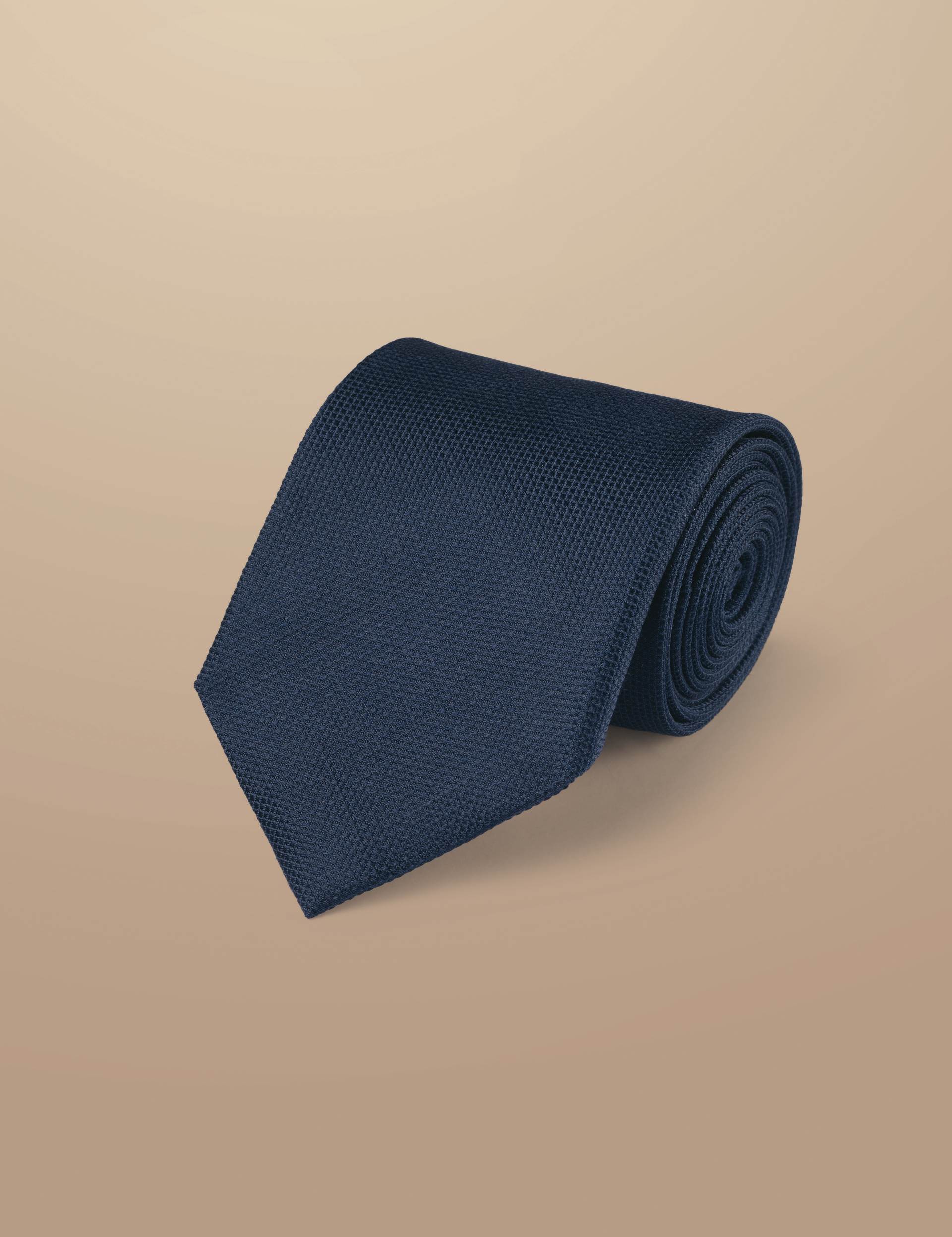 Navy textured silk tie 1