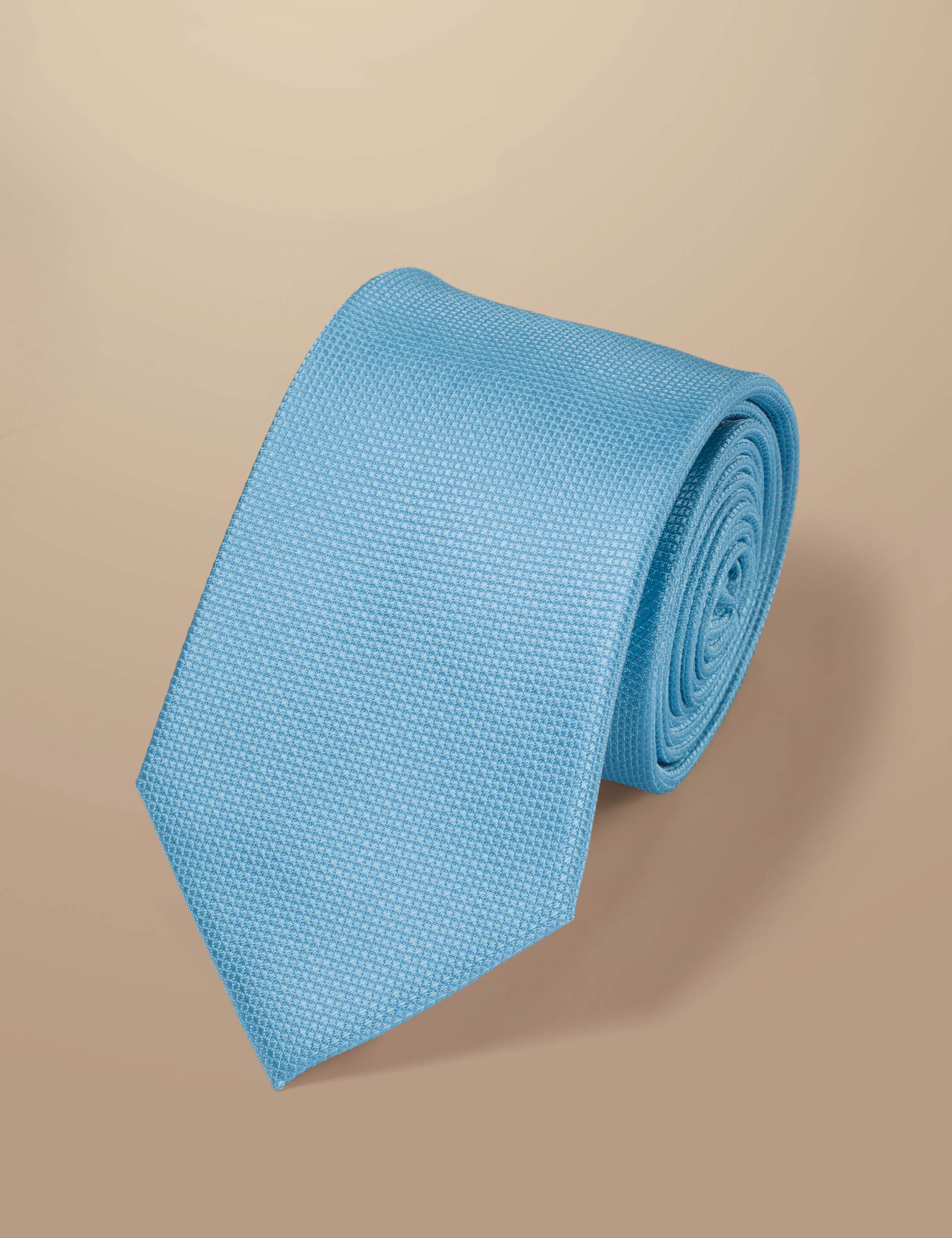 Sky blue textured silk tie