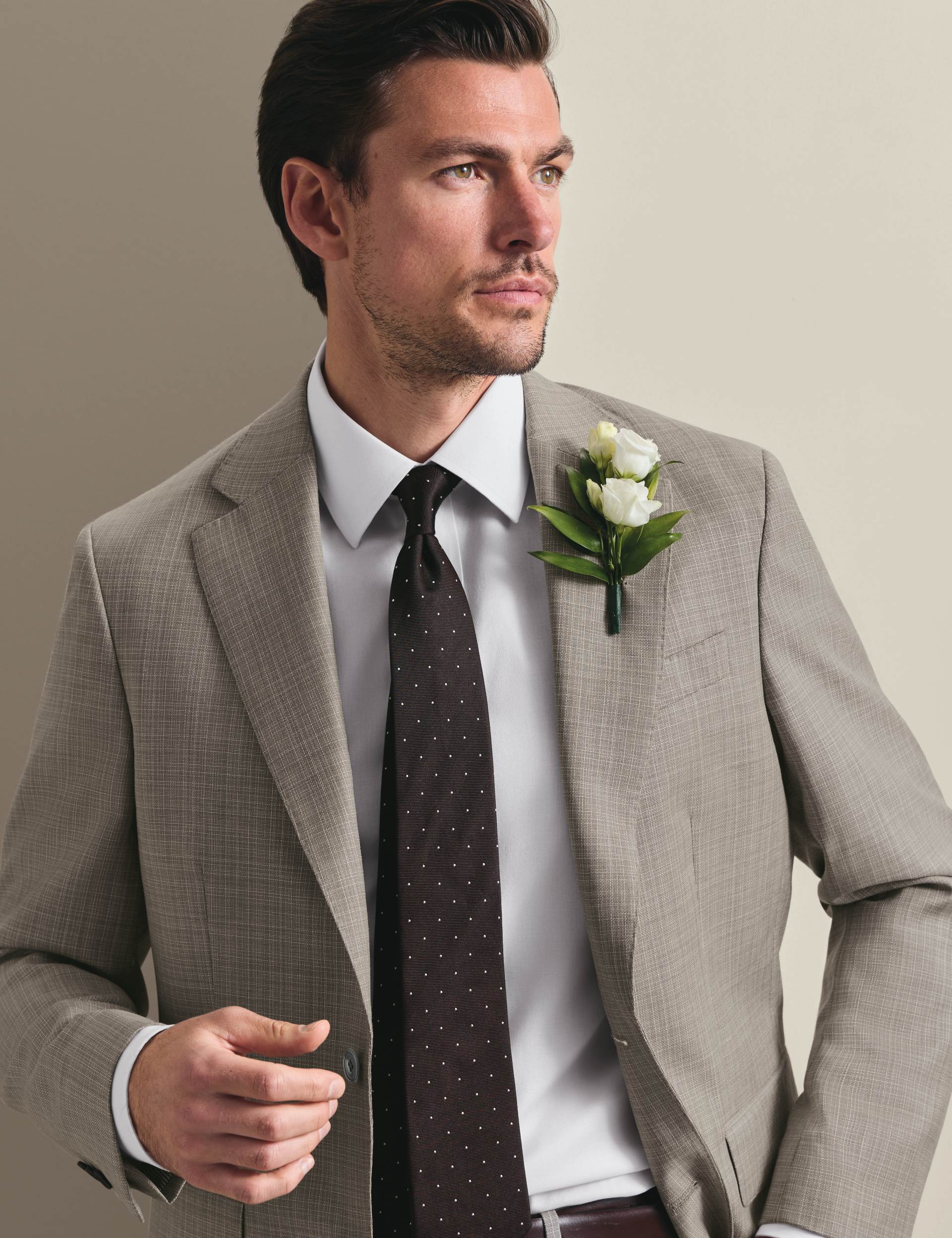 Chocolate brown spot silk tie 3