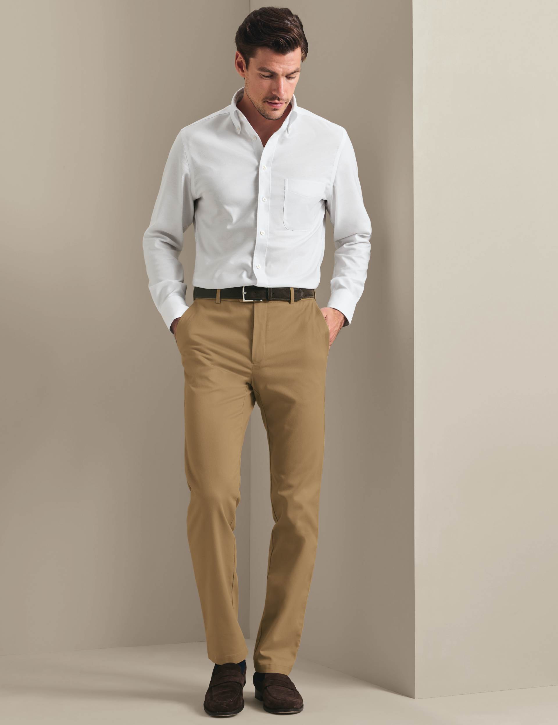 Tan Slim Fit Ultimate non-iron Chino 3