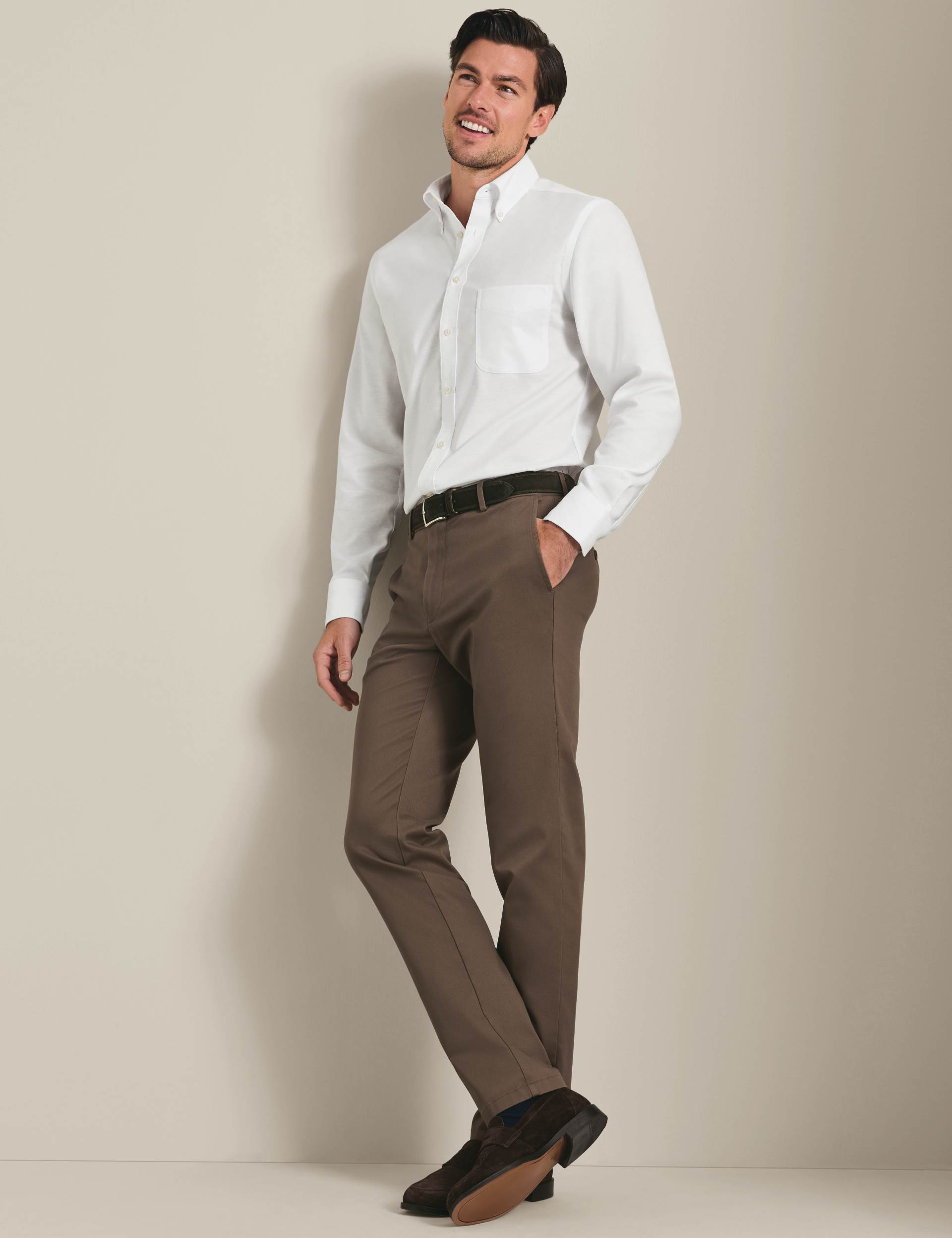 Mocha Slim Fit Ultimate non-iron Chino 3